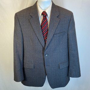 LAUREN Ralph Lauren Men 100% Wool Check Sport Coat Jacket Blue Brown 42R Classic